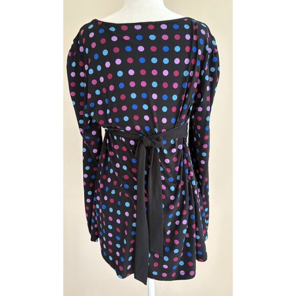 Motherhood Maternity Black Colorful Polka Dot Bump Friendly Blouse Size Large - Picture 5 of 12